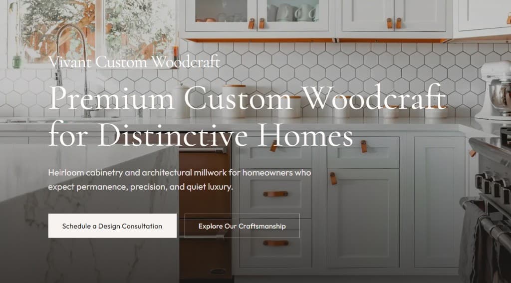 Vivant Custom Woodcraft homepage — Premium Custom Woodcraft for Distinctive Homes